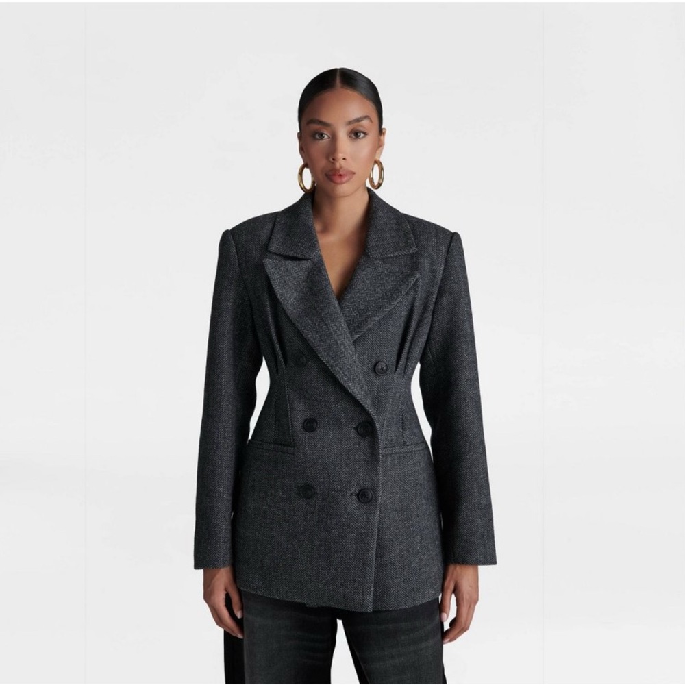 KBB by KAHLANA Women's 'The Corset Blazer' Gray Herringbone XL